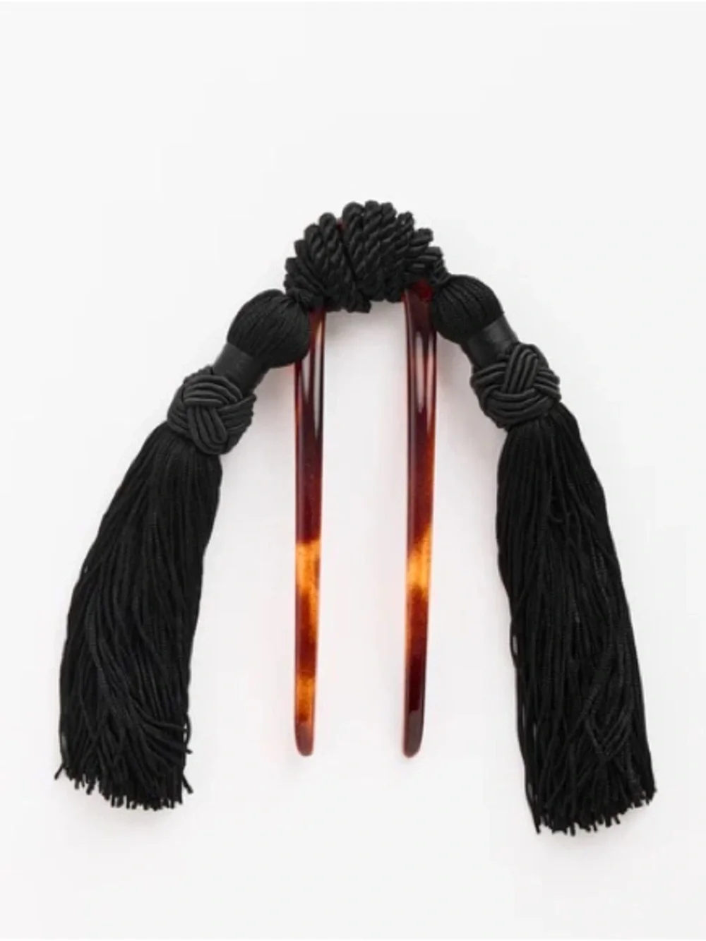 Mosquito Vega Hair Comb tortoise silk tassels 18K gold hair accessory